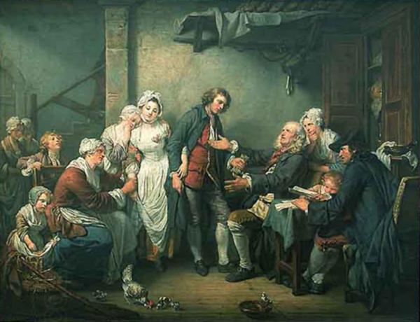 Jean Baptiste Greuze l accordee de village China oil painting art